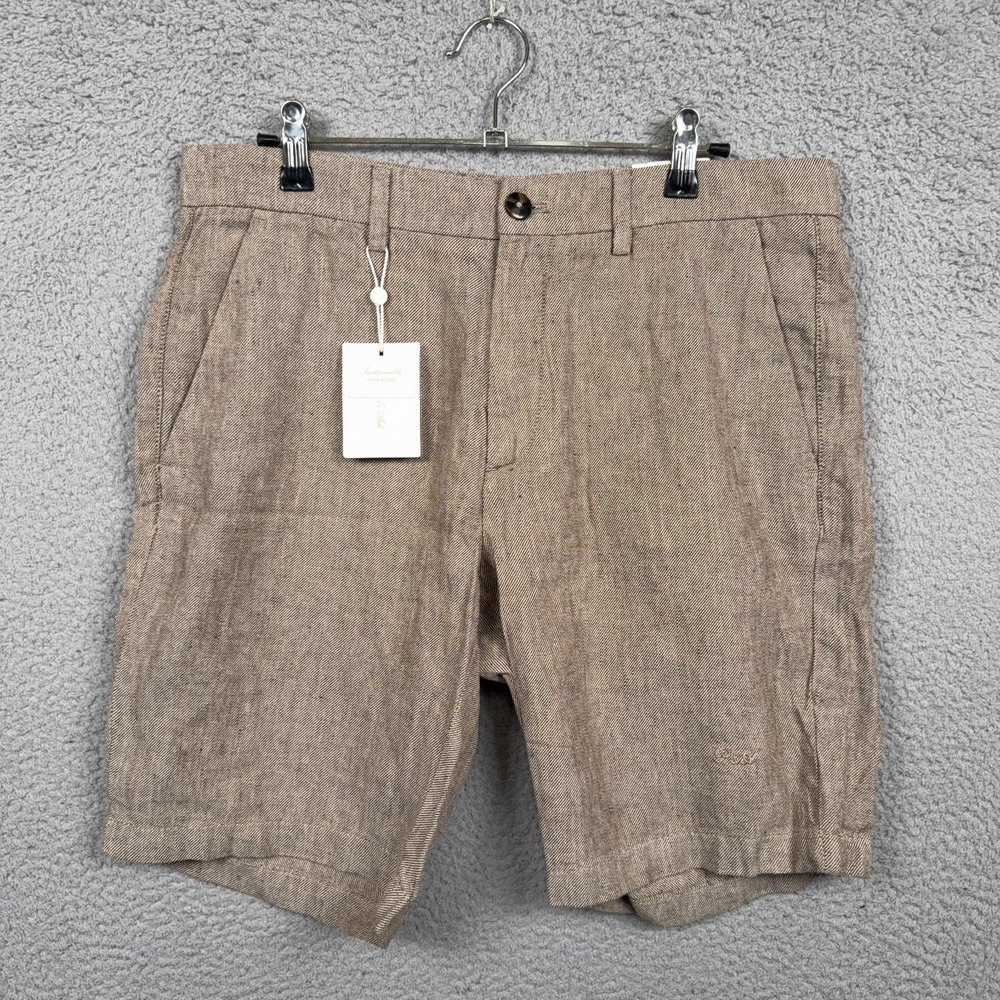 Porter & Ash Shorts Mens 32 Heathered Brown Linen Blend Beach Old Money Preppy